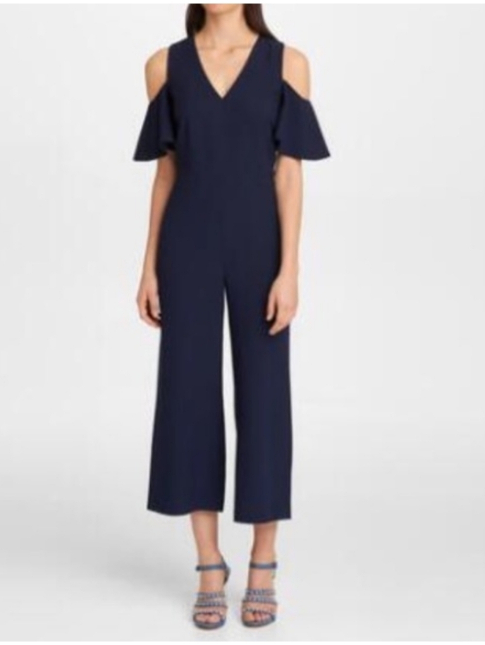 Karl Lagerfeld Cropped Cold Shoulder Jumpsuit Size 10